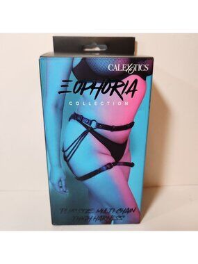 CalExotics Euphoria Plus Size Multi Chain Thigh Harness Black Vegan‎ Leather NEW